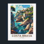 Costa Brava Spanien Katalonien Vintage Postkarte<br><div class="desc">Costa Brava retro Vektor Reise Design. Die Costa Brava ist eine Küstenregion Kataloniens im Nordosten Spaniens.</div>