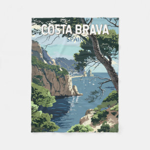 Costa Brava Spanien Reise Kunst Vintage Fleecedecke