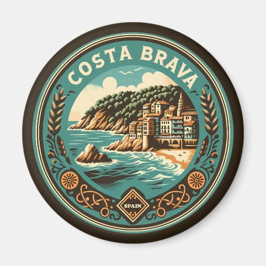 Costa Brava Spanien Reisen Art Abzeichen Magnet (Vorne)