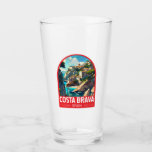 Costa Brava Spanien Reisen Kunst Vintag Glas<br><div class="desc">Costa Brava retro Vektor Reise Design. Die Costa Brava ist eine Küstenregion Kataloniens im Nordosten Spaniens.</div>