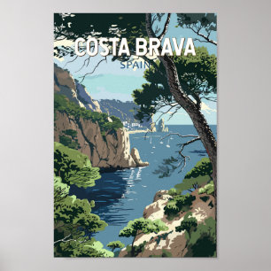 Costa Brava Spanien Reisen Kunst Vintag Poster