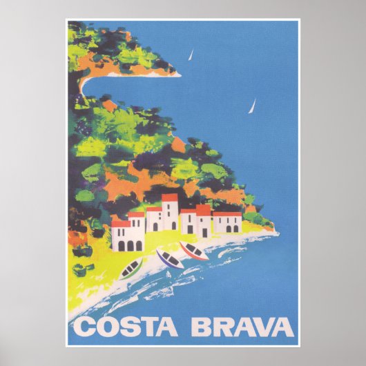 Costa Brava Spanien Retro Vintage Reiseplaner Poster (Vorne)