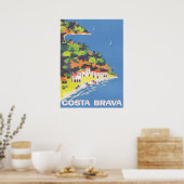Costa Brava Spanien Retro Vintage Reiseplaner Poster (Küche)
