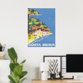 Costa Brava Spanien Retro Vintage Reiseplaner Poster (Heimbüro)