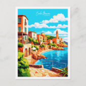 Costa Brava Spanien Vintage-Reise-Abbildung Postkarte (Vorderseite)