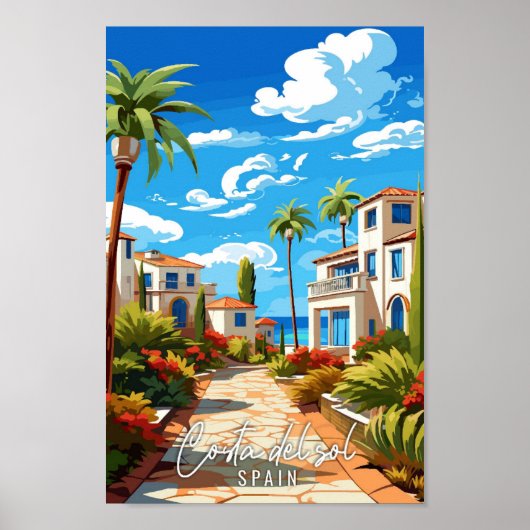 Costa del Sol Spanien Vintage Illustration Poster (Vorne)