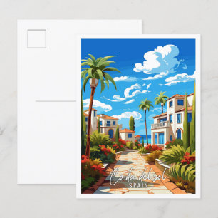 Costa del Sol Spanien Vintage-Reiseillustration Postkarte