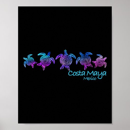 Costa Maya Beach Design _ Tribal Turtle Geschenk Poster (Vorne)