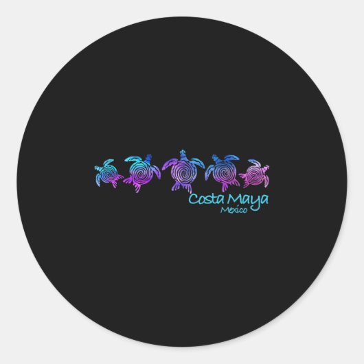 Costa Maya Beach Design _ Tribal Turtle Geschenk Runder Aufkleber (Vorderseite)