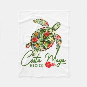 Costa Maya Mexico Meeresschildkröte Trocal Hibisku Fleecedecke