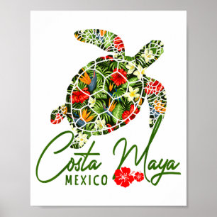 Costa Maya Mexico Meeresschildkröte Trocal Hibisku Poster