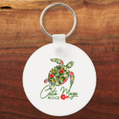 Costa Maya Mexico Sea Turtle Trocal Hibiscus Vacat Schlüsselanhänger (Vorderseite)