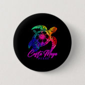 Costa Maya Mexico Tie Dye Sea Turtle Hibiscus Beac Button (Vorderseite)