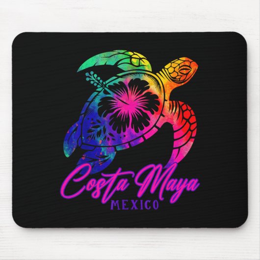 Costa Maya Mexico Tie Dye Sea Turtle Hibiscus Beac Mousepad (Vorne)