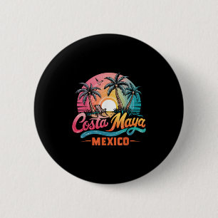 Costa Maya Mexico Tropical Sunset Beach Souvenir V Button