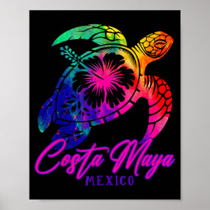 Costa Maya Mexiko Tie Dye Meeresschildkröte Hibisk Poster