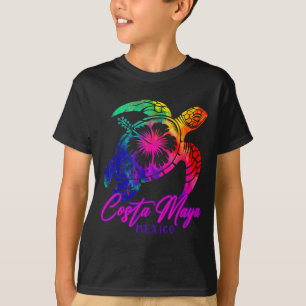Costa Maya Mexiko Tie Dye Meeresschildkröte Hibisk T-Shirt