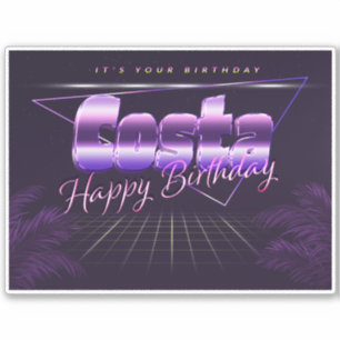 Costa Name Vorname lila retro Sticker Geburtstag