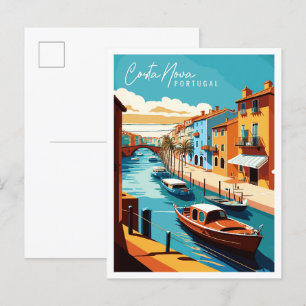 Costa Nova Portugal Vintage-Reiseillustration Postkarte