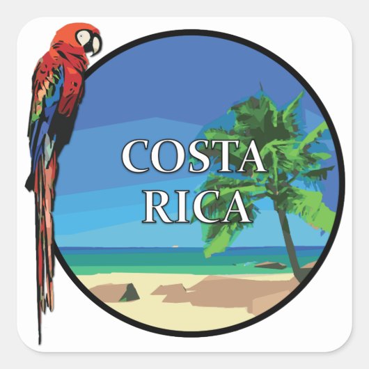 Costa Rica - Aufkleber auf dem Platz, glänzend (Vorderseite)