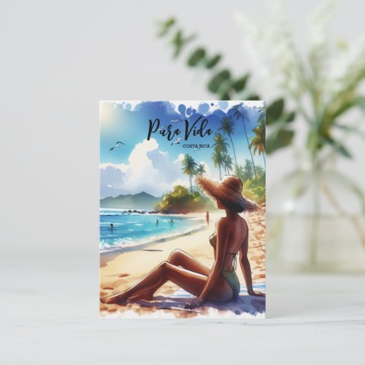 Costa Rica Beach Pura Vida Aquarell Postkarte (Stehend Vorderseite)