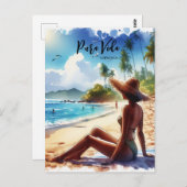 Costa Rica Beach Pura Vida Aquarell Postkarte (Vorne/Hinten)