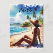 Costa Rica Beach Pura Vida Aquarell Postkarte (Vorderseite)