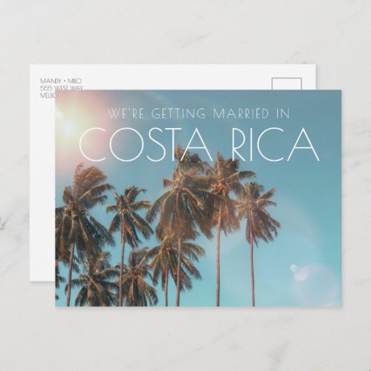 Costa Rica Beach Wedding Save the Date Ankündigungspostkarte (Vorne/Hinten)