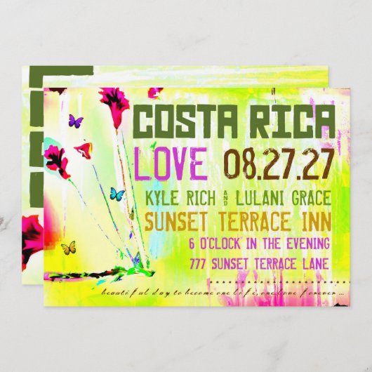 COSTA RICA-Bestimmungsort-Einladung Einladung (Vorne/Hinten)