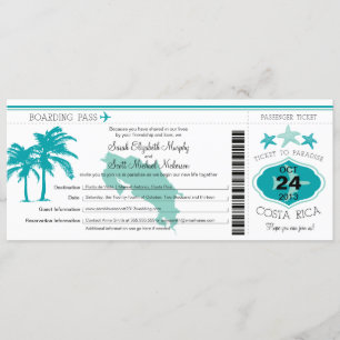 Costa Rica Boarding Pass Hochzeit Einladung