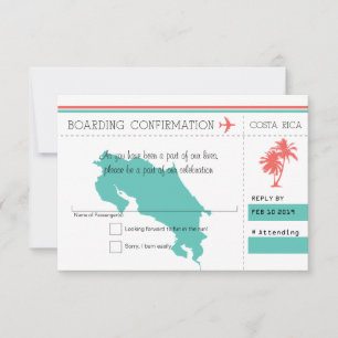 Costa Rica Bordkarte RSVP Koralle und Minze Karte