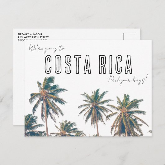 Costa Rica Destination Beach Wedding Save the Date Postkarte (Vorne/Hinten)