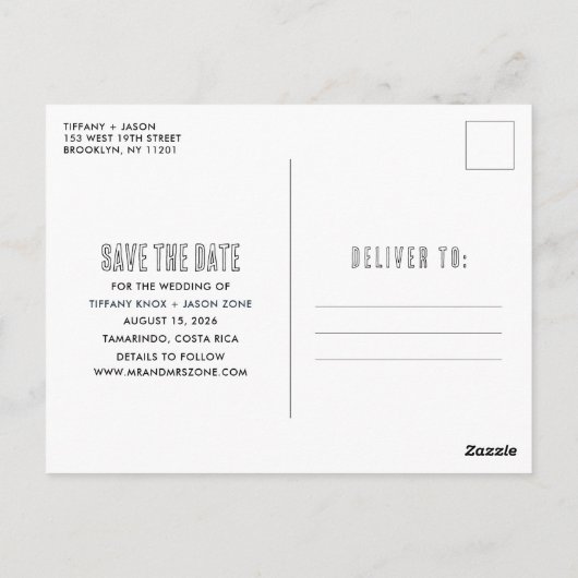Costa Rica Destination Beach Wedding Save the Date Postkarte (Rückseite)