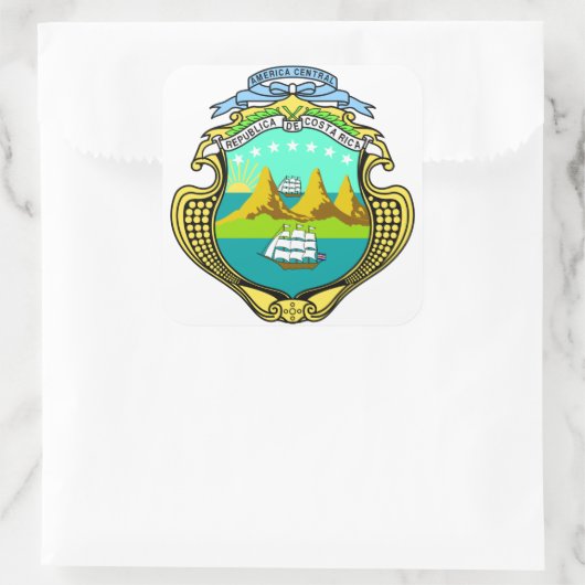Costa rica Emblem Quadratischer Aufkleber (Tasche)