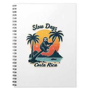Costa Rica Faultier Vintage-Sonnenuntergang-Reisev Notizblock