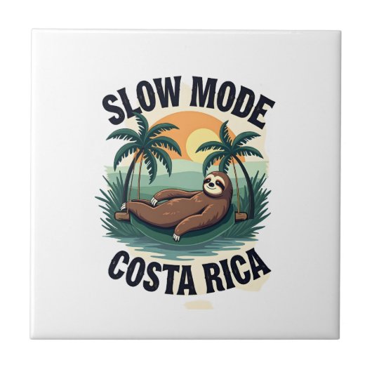 Costa Rica Faultier Vintage Urlaubsshirt Fliese (Vorderseite)