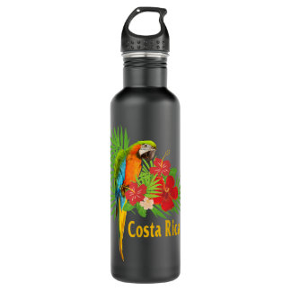 Costa Rica Ferienparrot Tropische Blume Edelstahlflasche