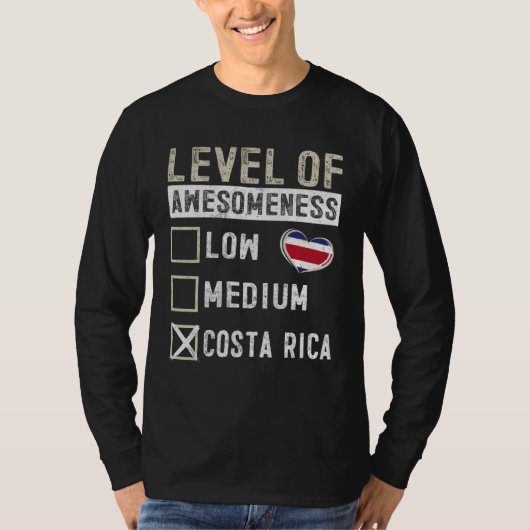 Costa Rica Flag Costa Ricans Level Of Awesomeness T-Shirt (Vorderseite)