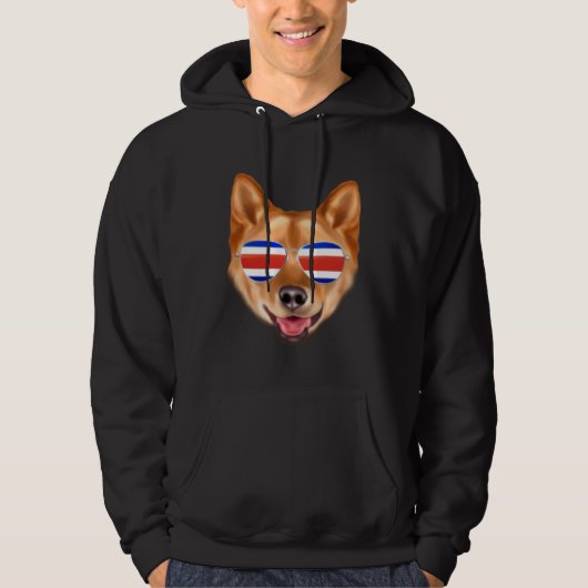 Costa Rica Flag Finnish Spitz Dog Tico Pocket Hoodie (Vorderseite)