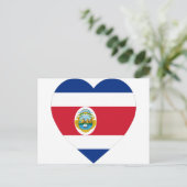 Costa Rica Flag Herz Postkarte (Stehend Vorderseite)