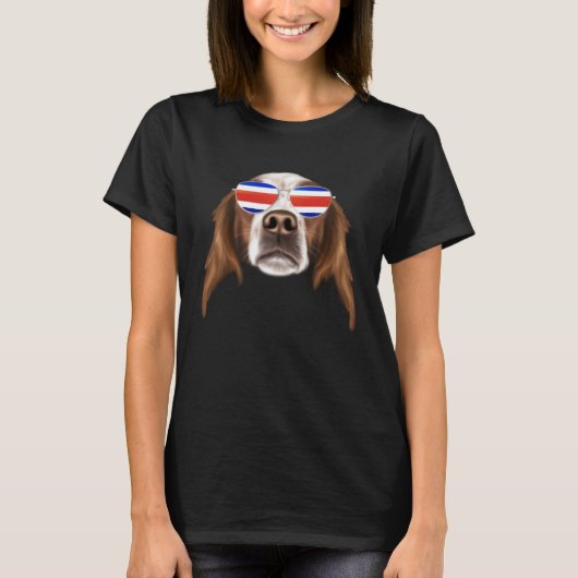Costa Rica Flag Irish Red and White Setter Dog Tic T-Shirt (Vorderseite)