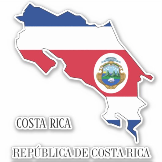 Costa Rica Flag Karte Kontur Aufkleber (Vorderseite)