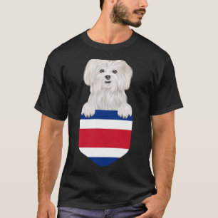 Costa Rica Flag Malteser Hund in Pocket T-Shirt