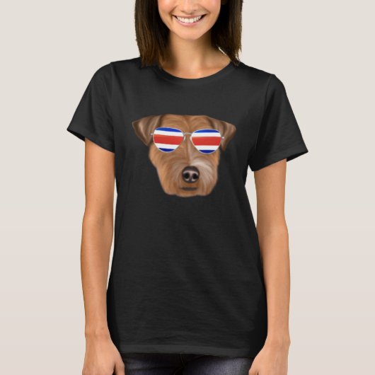 Costa Rica Flag Russell Terrier Dog Tico Pocket T-Shirt (Vorderseite)
