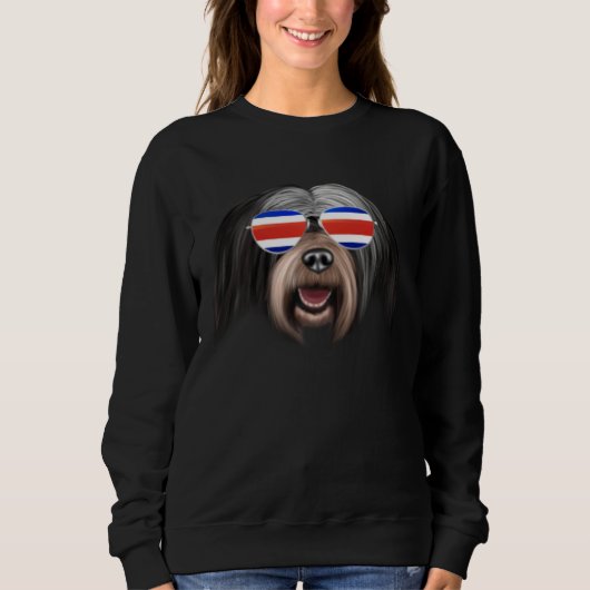 Costa Rica Flag Tibetan Terrier Dog Tico Pocket Sweatshirt (Vorderseite)