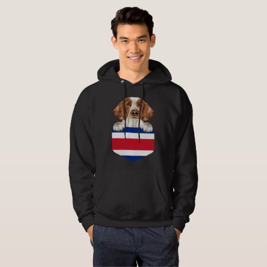 Costa Rica Flag Welsh Springer Spaniel Dog In Pock Hoodie (Vorne ganz)