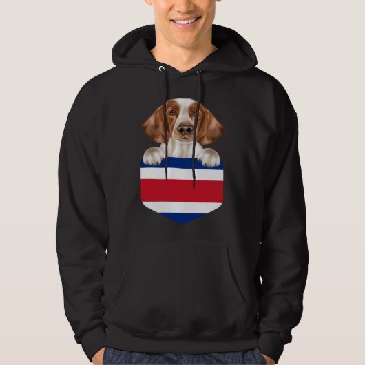 Costa Rica Flag Welsh Springer Spaniel Dog In Pock Hoodie (Vorderseite)