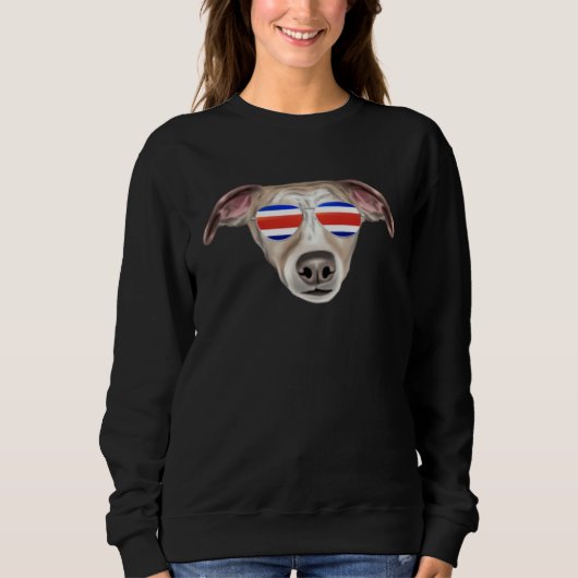 Costa Rica Flag Whippet Dog Tico Pocket Sweatshirt (Vorderseite)