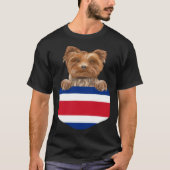 Costa Rica Flag Yorkshire Terrier Dog In Pocket T-Shirt (Vorderseite)