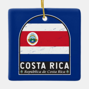 Costa Rica Flagge Emblem Distressed Vintage Keramikornament